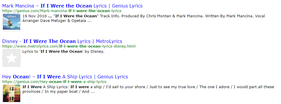 lyrics search engine results