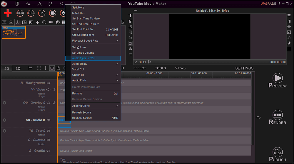Edit the audio with YouTube Movie Maker