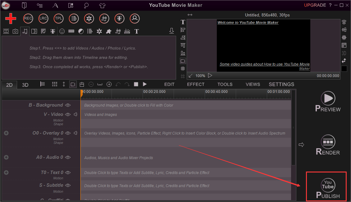 upload video via YouTube Movie Maker