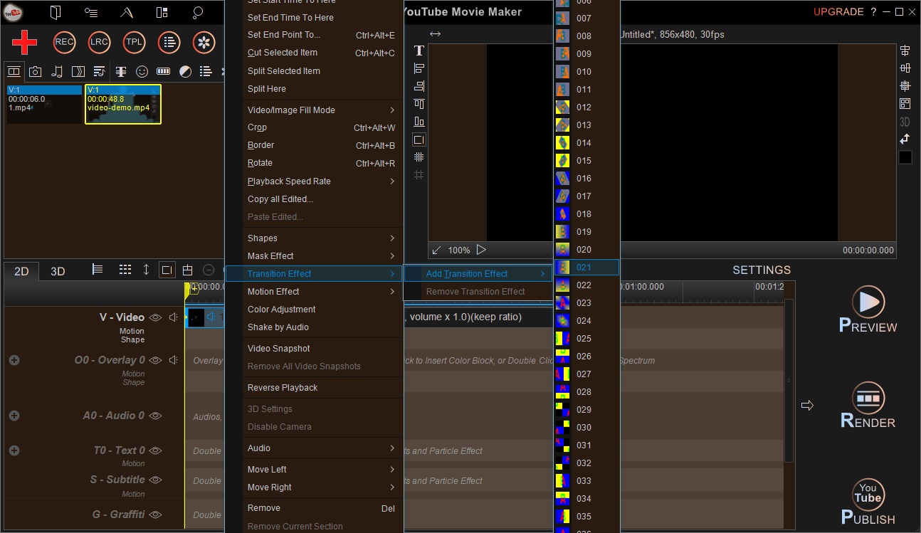 Select transition effects