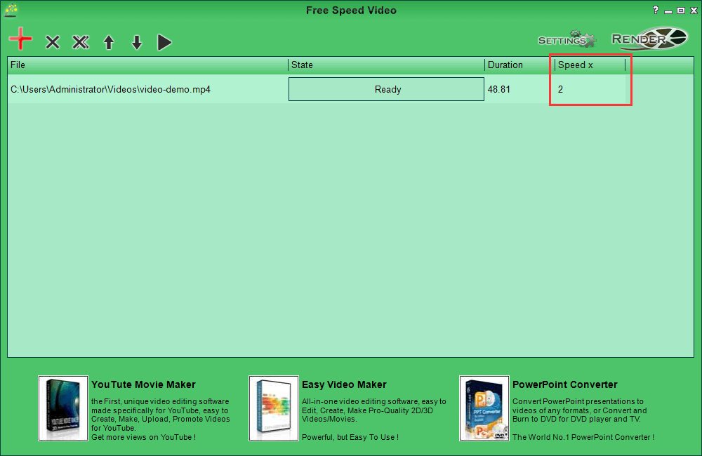 Input video Speed Value