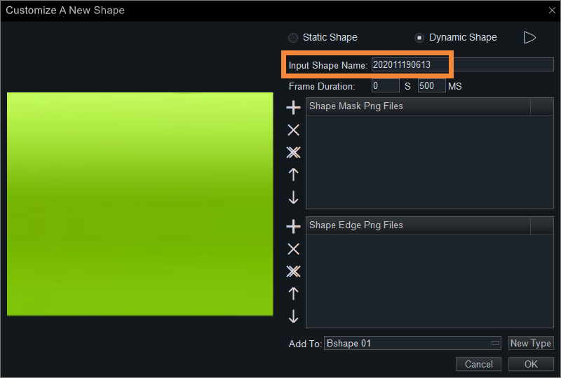 input shape name