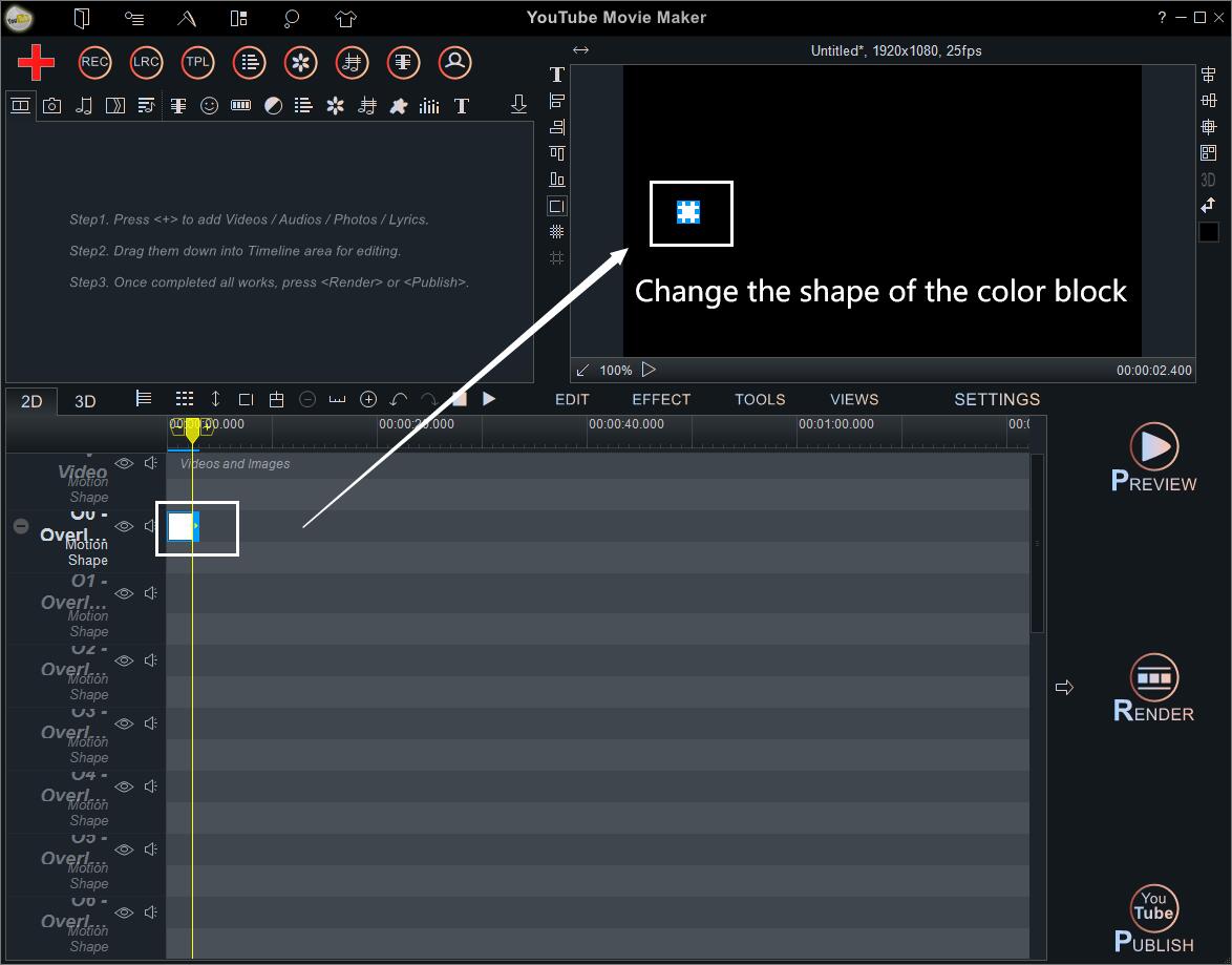 change the shape of the color block