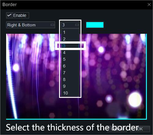 thickness of the border