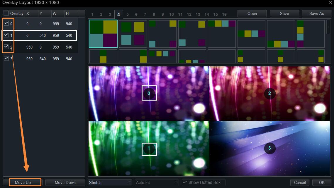  select overlay 1 and click move up