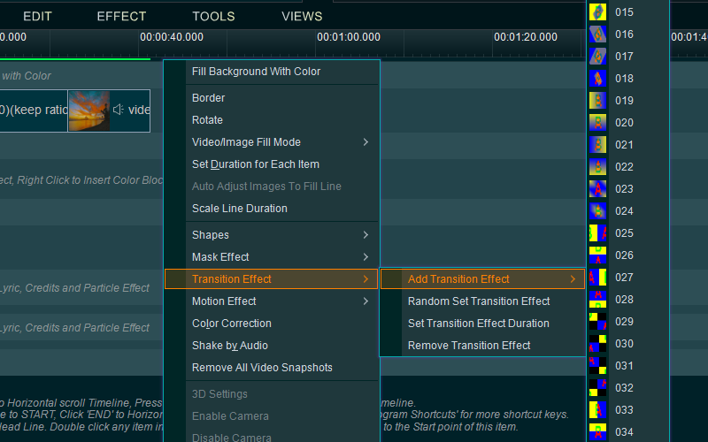 select Transition Effect - Add Transition Effect