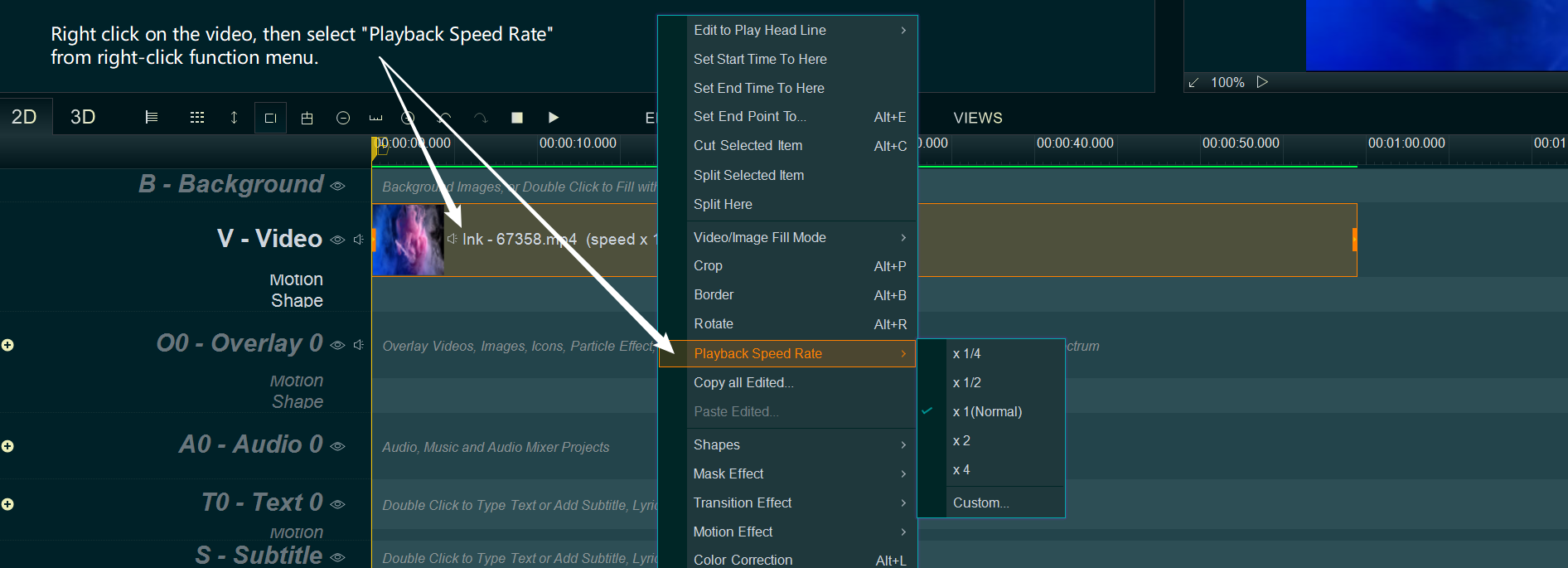 speed up or speed down video or audio