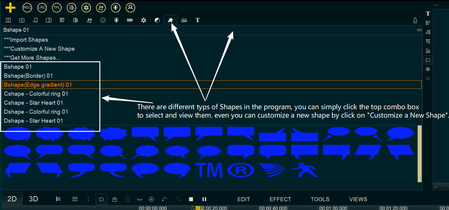 select shape types