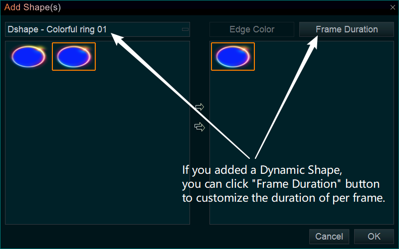set shape frame duration