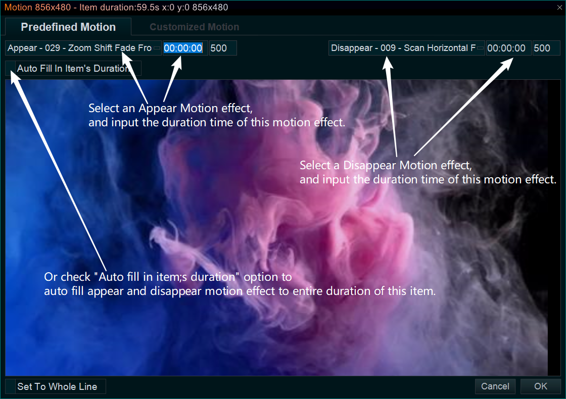 add predefined motion effect