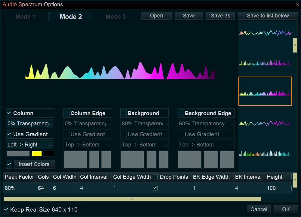 audio spectrum parameters