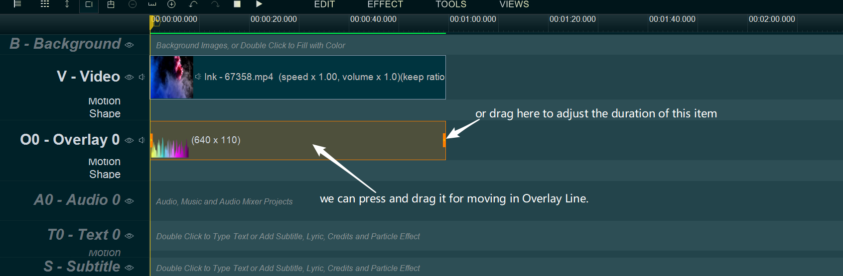 move the audio spectrum in Overlay Line