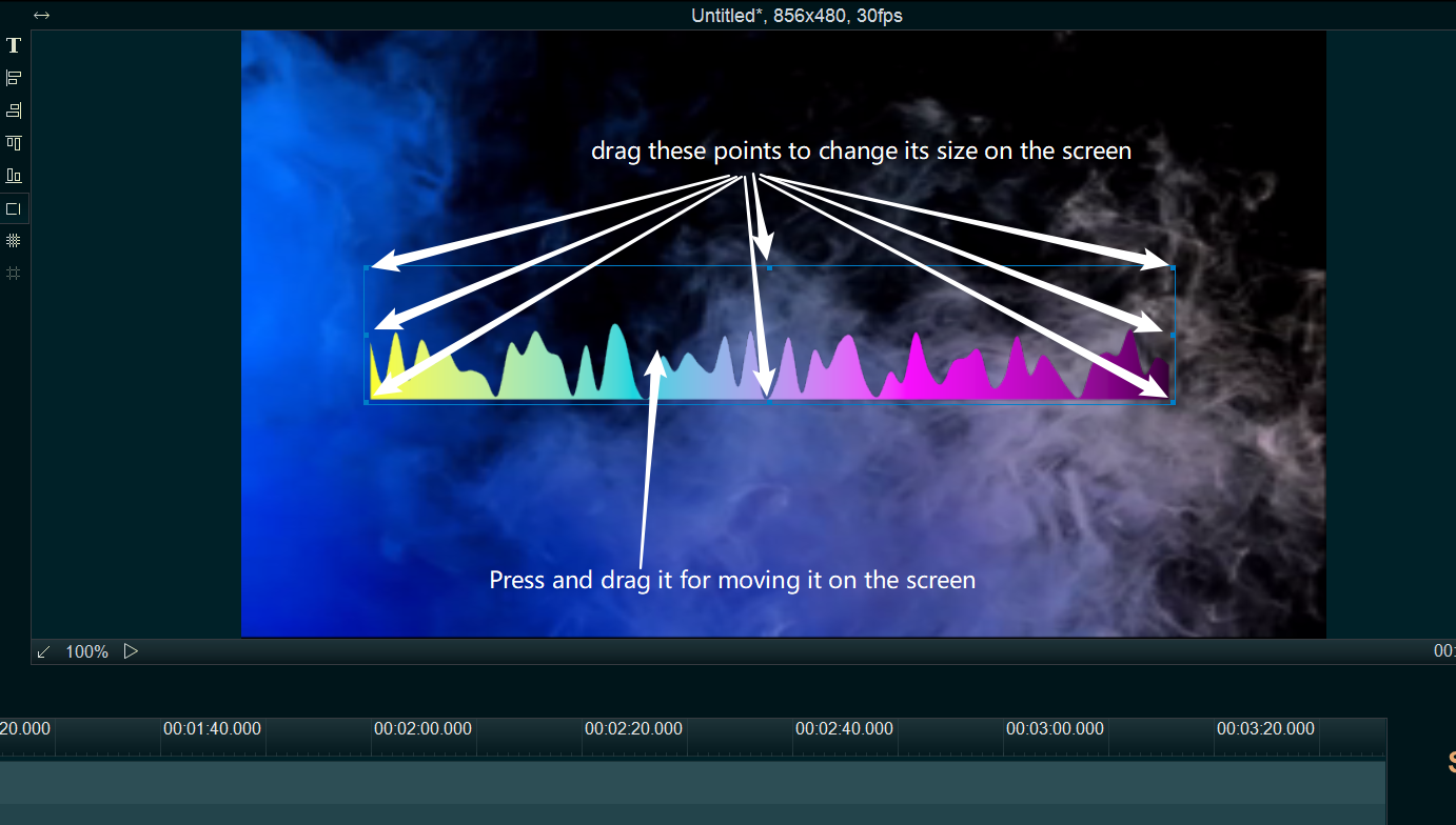 change position and size of the audio spectrum